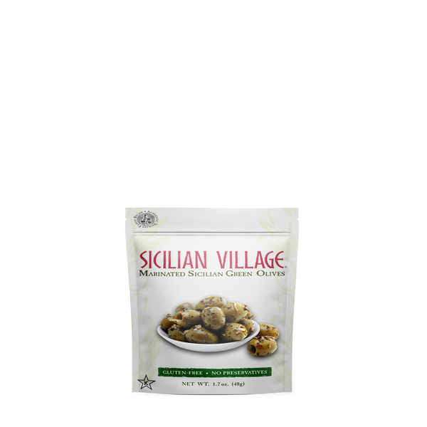 Sicilian Village Marinated Sicilian Green Olives, 1.7 oz  (pack of 12)