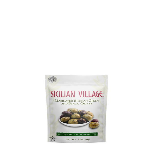 Sicilian Village Marinated Sicilian Green and Black Olives, 1.7 oz  (pack of 12)